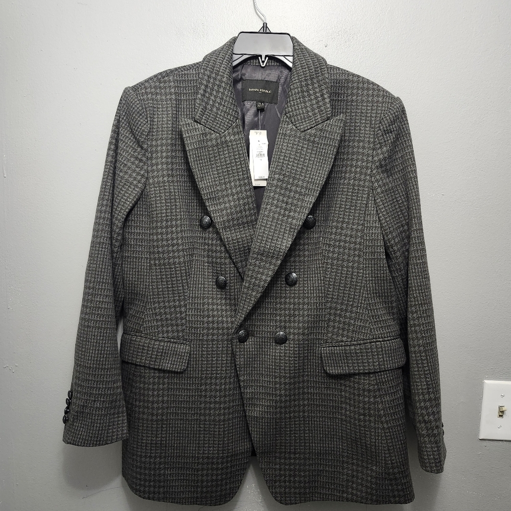 Banana republic women's blazer size 16 gray houndstooth new with tags